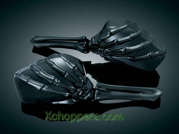 Kuryakyn Skeleton Hand Mirrors - Black Arms & Mirrors (pair)