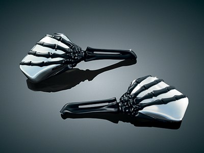 Kuryakyn Skeleton Hand Mirrors - Black Arms /Chrome Mirrors (pr)