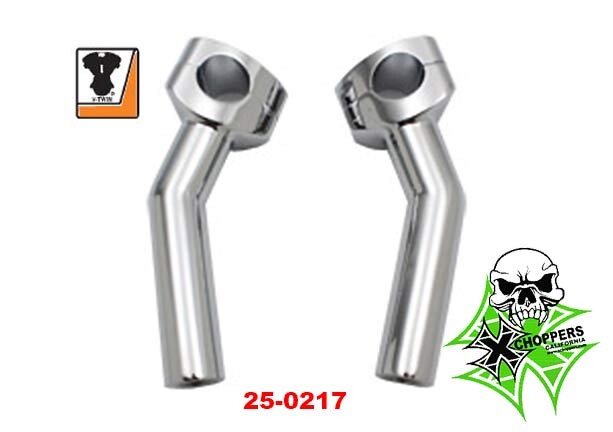 6" Rise x 1" Pullback Handlebar Risers for 1" dia. Bars (pr.) 6" Rise x 1" Pullback Handlebar Risers for 1" dia. Bars (pr.)