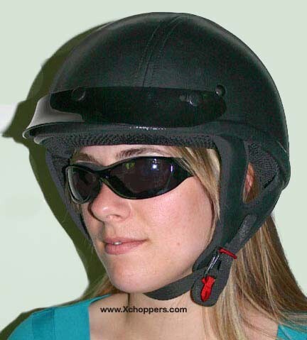 <B>ZOX - ALTO Leather Covered Fiberglass D.O.T. Beanie Helmet</B