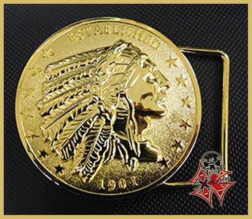 Aeromach "Indian Head" Belt Buckle - Gold Aeromach "Indian Head" Belt Buckle - Gold