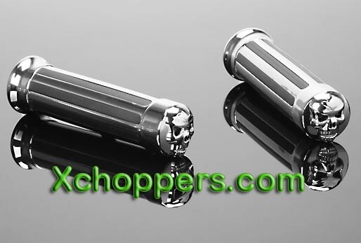 Billet Chrome Skull Grips (Metric Cruiser)