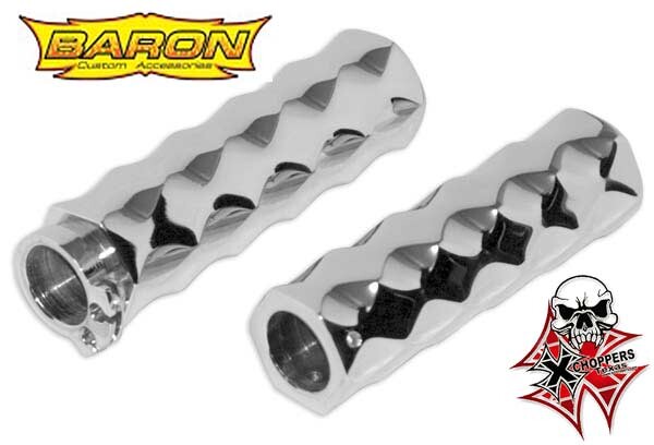 LA Choppers Chrome Hex Tex Grips - Honda LA Choppers Chrome Hex Tex Grips - Honda