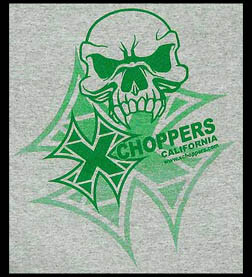 <B>Men's Xchoppers Pocket T-Shirt - Gray W/Skull</B>