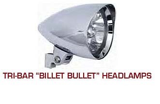 ULTIMA - 5.75" Tri Bar "Billet Bullet" Headlamp W Visor
