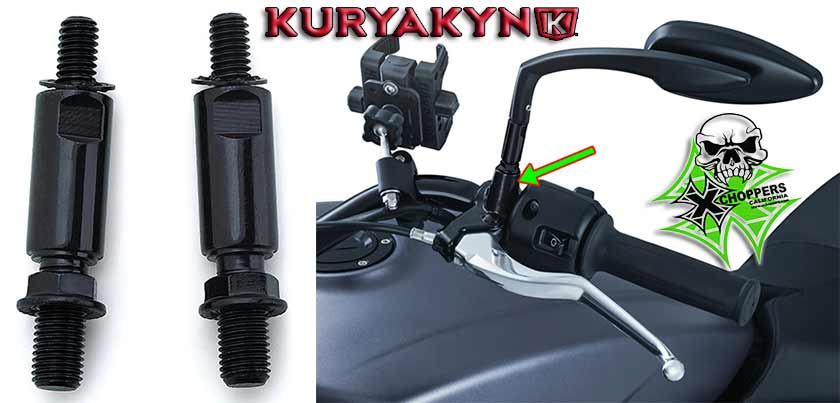 <B>Kuryakyn Raised Mirror Adapters (Black) - Pair </B>