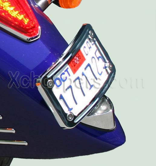 Kuryakyn Curved Laydown License Plate Holder 02-08 Honda VTX 1800 03-09 VTX 1300 